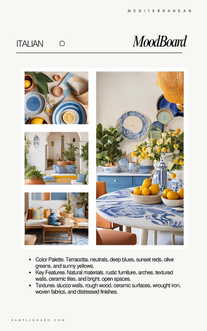 Mediterranean Interior Design Moodboard