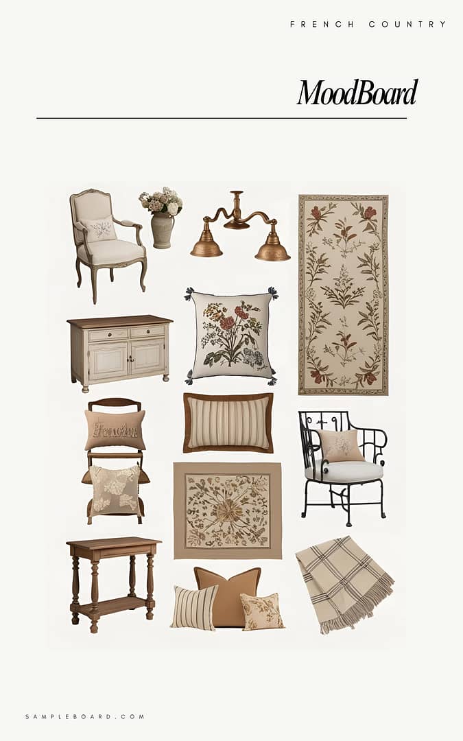 French Country Interior Design Moodboard
