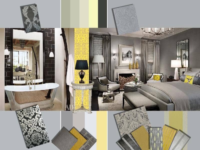 Grey and Yellow Interior Mood Board