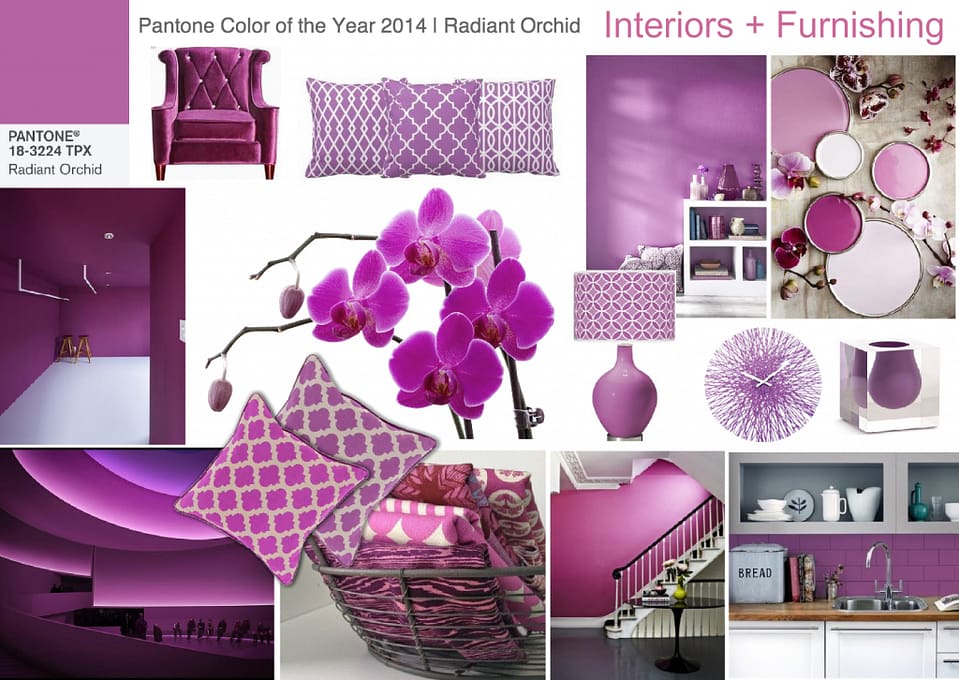 Pantone Color of the Year 2014 Radiant Orchid Interior Design Mood Board