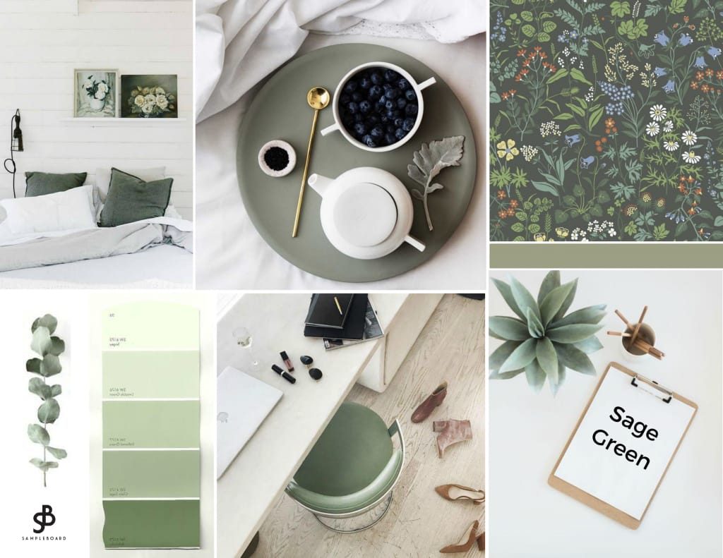 Sage Green - The Hottest Neutral for 2018 According to Pinterest - SampleBoard Blog -A blog about professional moodboard building, global design trends & creative inspiration for your next design project